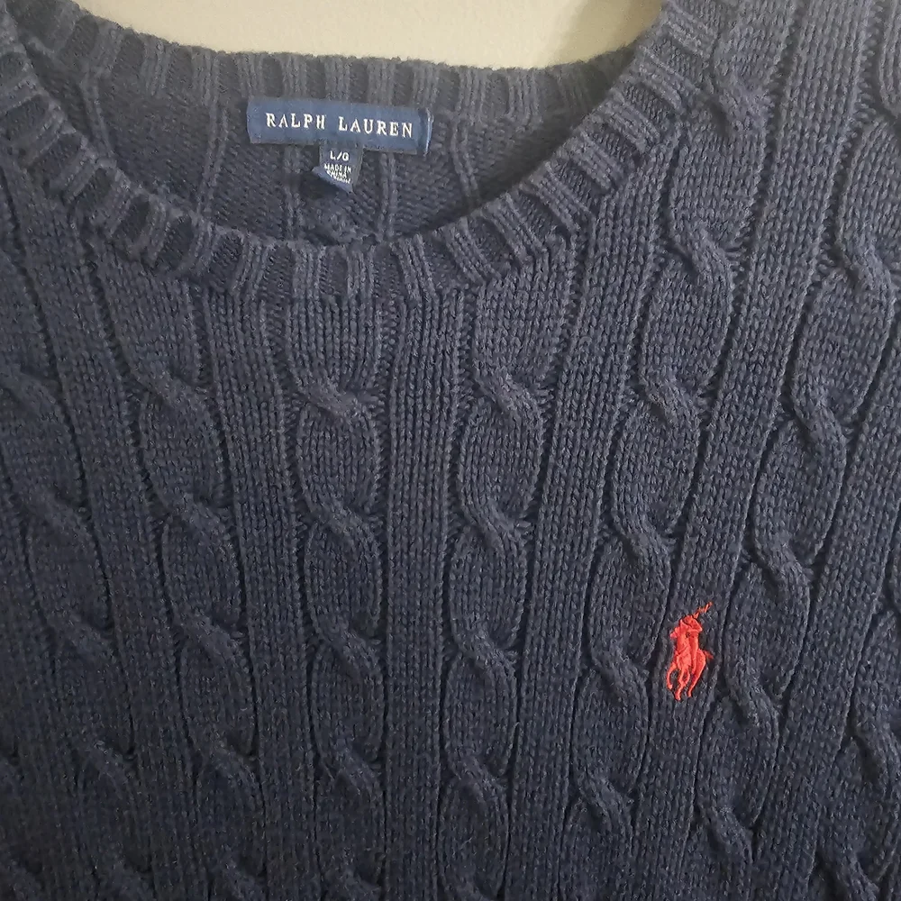 Ralph Lauren Ladies Navy Cable Knit Sweater - Picture 2 of 4